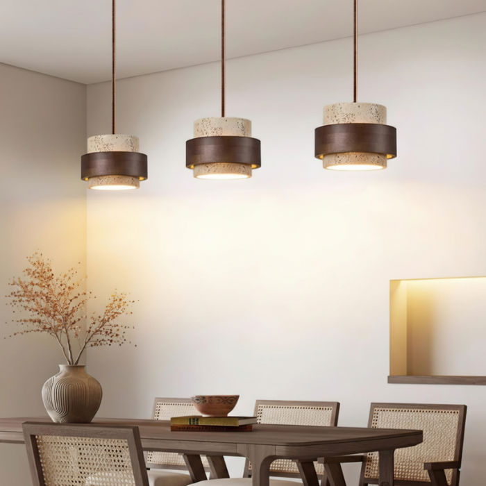 Lámpara Colgante Moderna de Cilindro de Travertino | LED