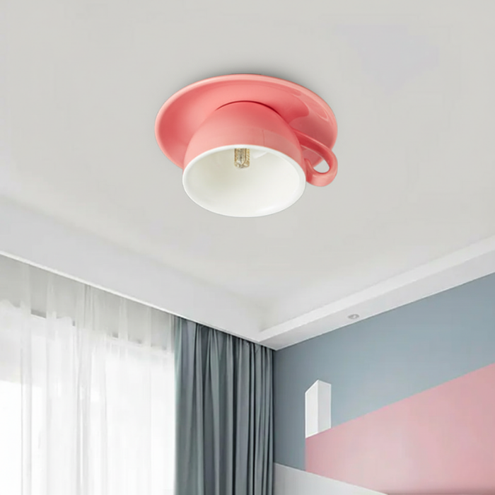 Lámpara de Techo de Cerámica con Diseño de Taza de Café Moderna | LED