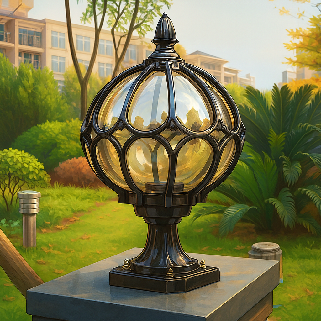 Lámpara de Poste Exterior LED Globo Vintage | Vidrio