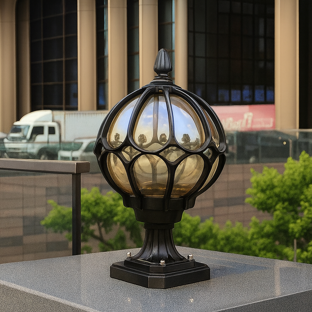 Lámpara de Poste Exterior LED Globo Vintage | Vidrio