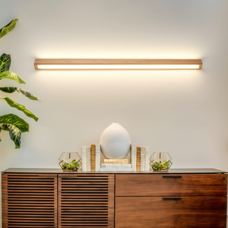 Lámpara de Pared Lineal para Dormitorio | Madera