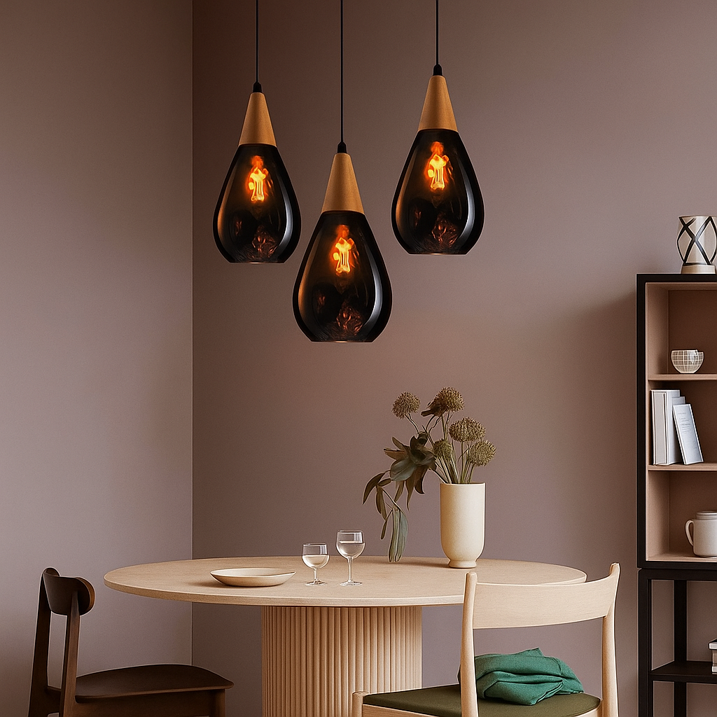 Lámpara Colgante LED Vintage en Forma de Gota | Vidrio