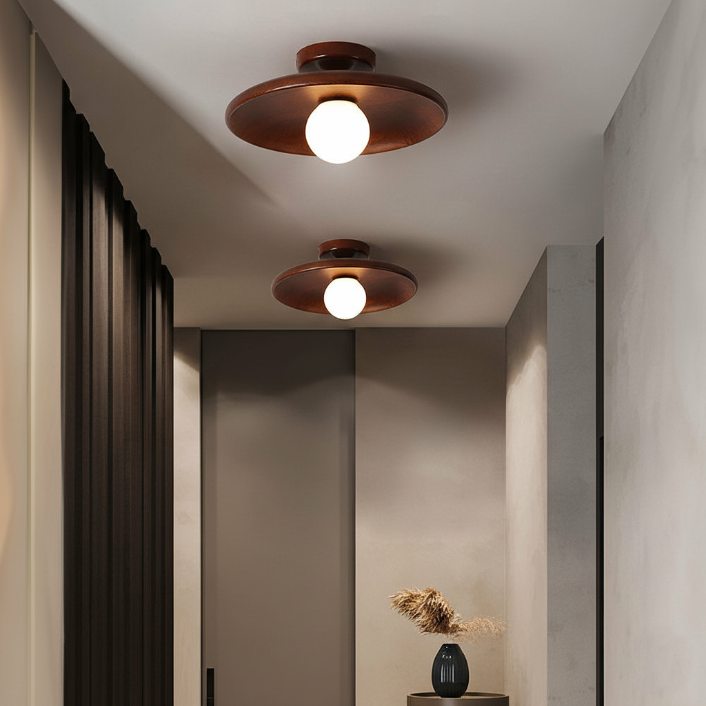 Lámpara de Techo Redonda de Madera Nórdica para Sala | Moderna