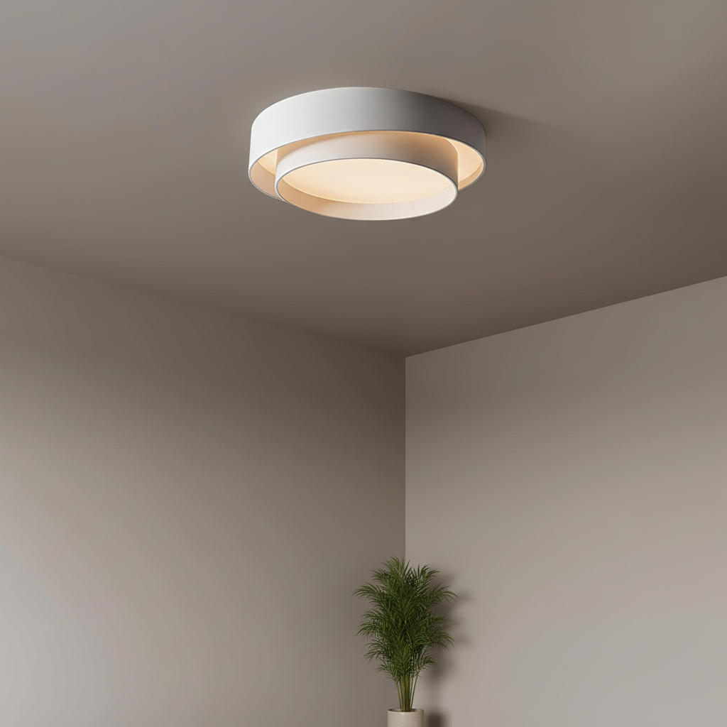 Lámpara de Techo Cilíndrica de Doble Aro Moderna para Sala de Estar | LED