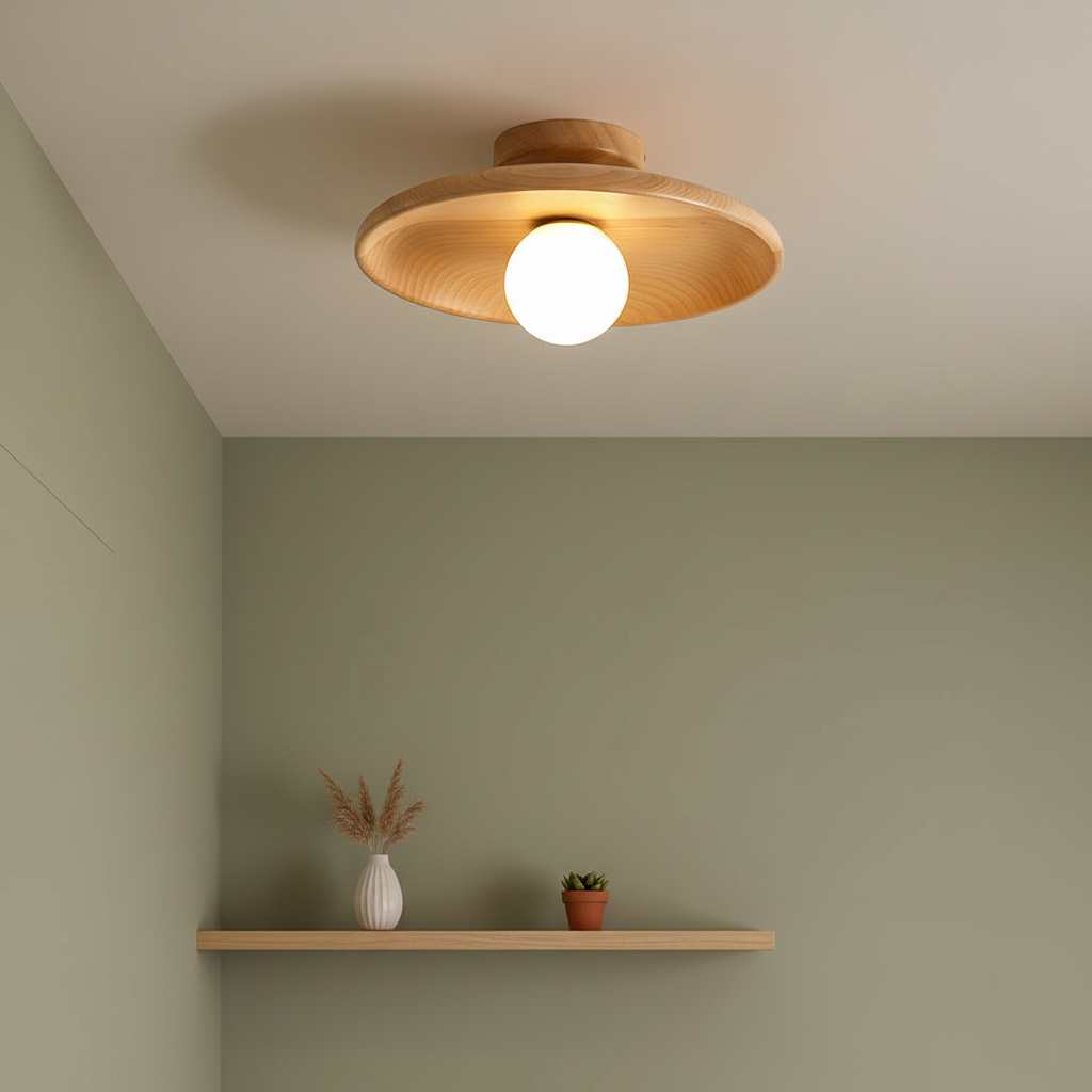 Lámpara de Techo Redonda de Madera Nórdica para Sala | Moderna