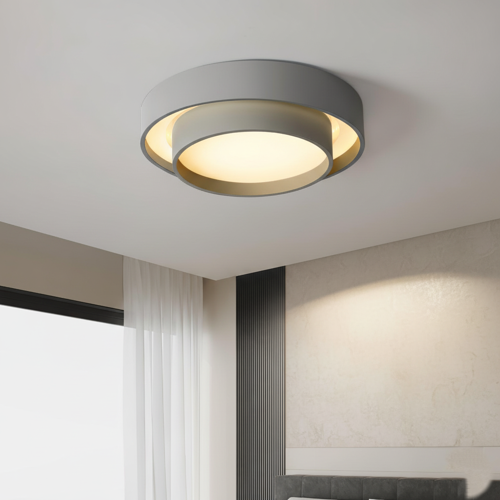 Lámpara de Techo Cilíndrica de Doble Aro Moderna para Sala de Estar | LED