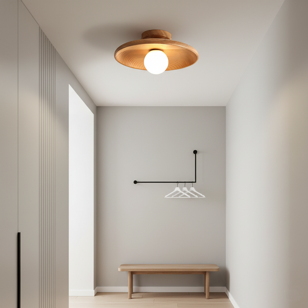 Lámpara de Techo Redonda de Madera Nórdica para Sala | Moderna