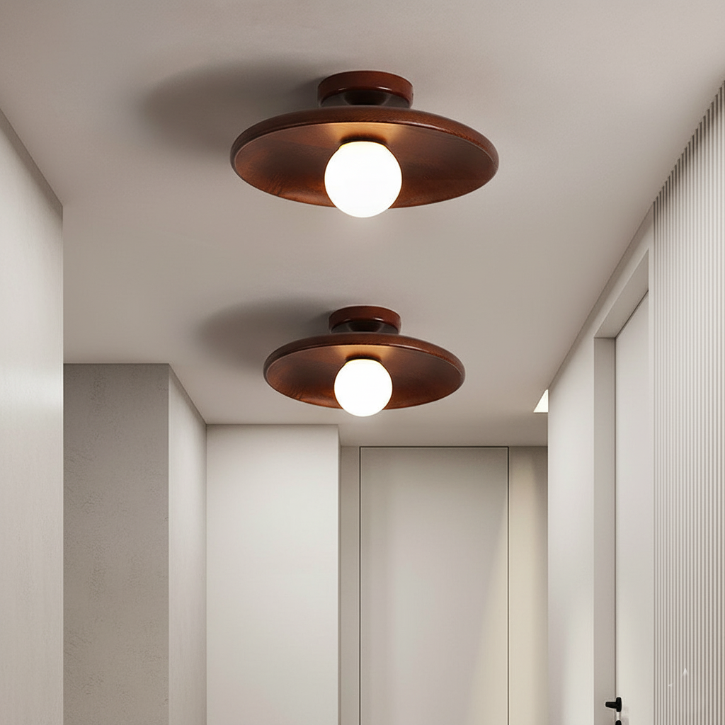 Lámpara de Techo Redonda de Madera Nórdica para Sala | Moderna