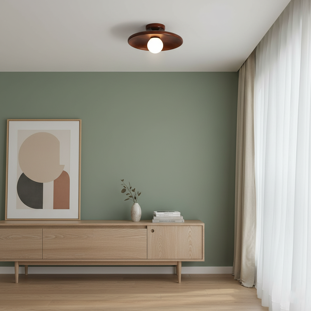 Lámpara de Techo Redonda de Madera Nórdica para Sala | Moderna