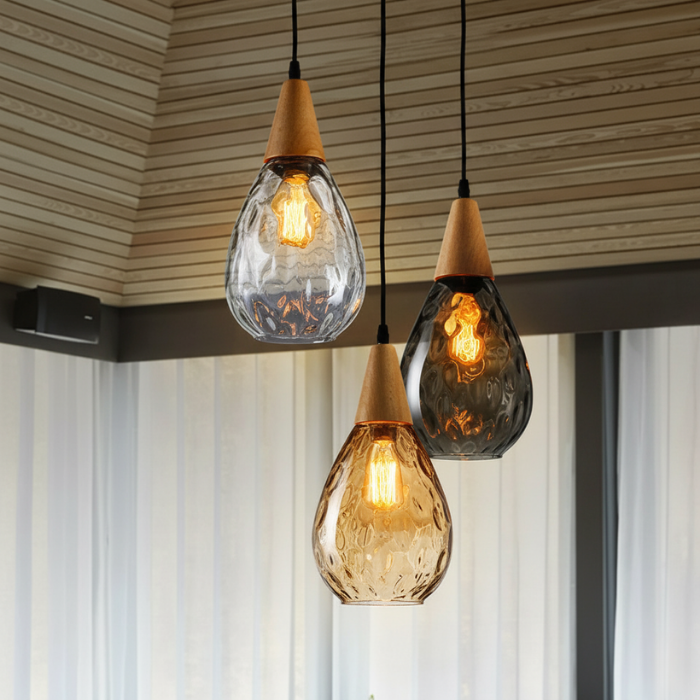 Lámpara Colgante LED Vintage en Forma de Gota | Vidrio